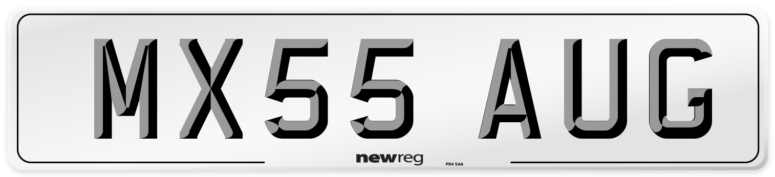 MX55 AUG Number Plate from New Reg